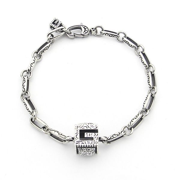 

2020 designer three-dimensional g-letter inscribed pattern bracelet ya gold version of men's g-word pendant hemp hand chain hand-chain, Black