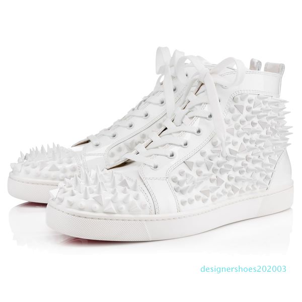 

designer fashion red bottoms studded spikes flat sneakers men women glitter party lovers genuine leather casual rivet sneaker d3, Black
