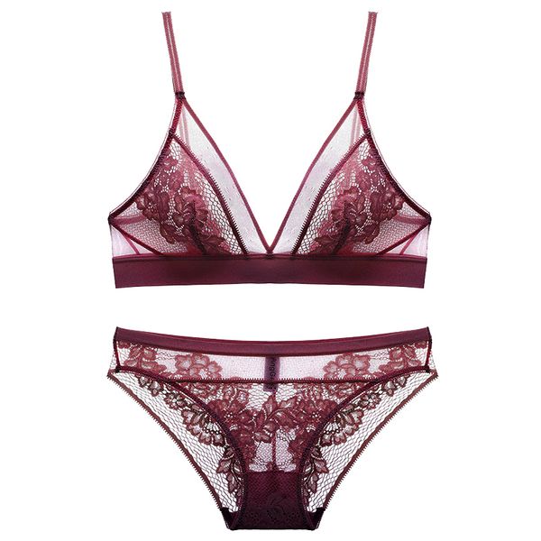 

сексуальное белье горячий цветок кружева треугольник проложенная bralette тонкий кубок черного wirefree женское белье набор для женщин, Red;black