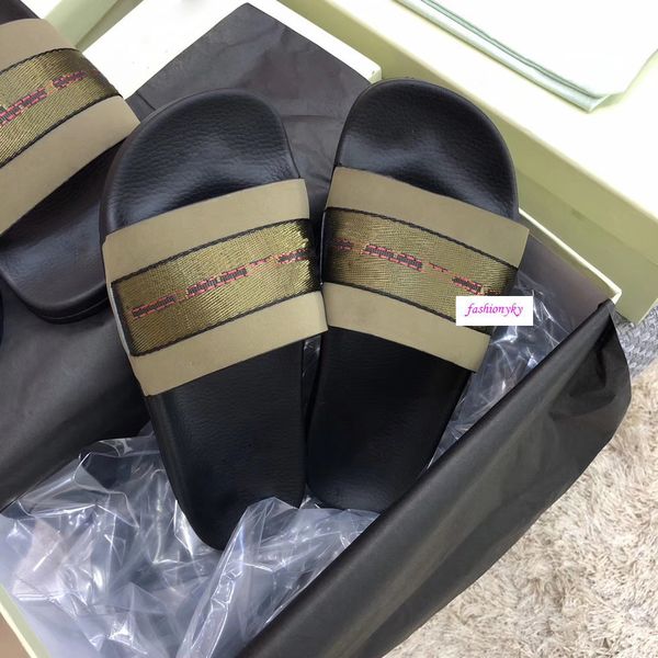 

luxury designer off casual shoes indoor beach slippers white printing couple shoes, Black