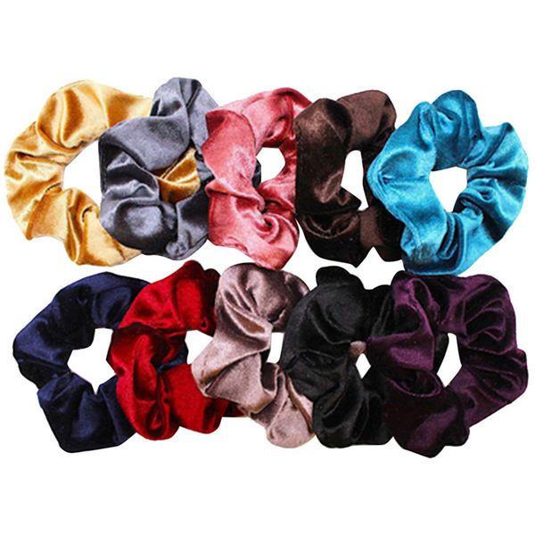 

new 10pcs hair braiders ties fashion velvet elastics hair ties colorful bobbles bands 10 colors 0711#30, Brown