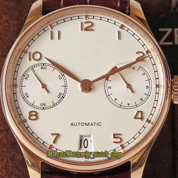 

zf top версия portugieser iw500113 power reserve белый циферблат cal.51011 автоматическая мужские часы сапфир розового золота кожаный ремешо, Slivery;brown