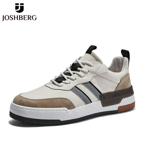 

joshberg genuine leather male casual shoes patchwork mixed colors trainers breathable men sneakers zapatillas hombre, Black