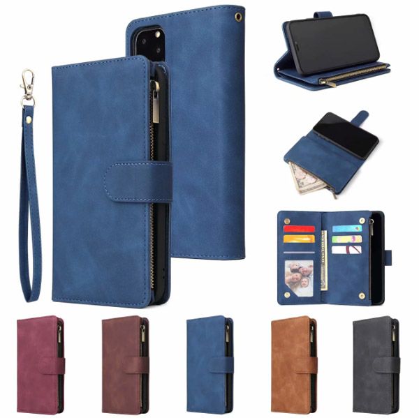 

Multi function 2 in 1 zip wallet card lot flip leather ca e cover kin for iphone 11 pro max