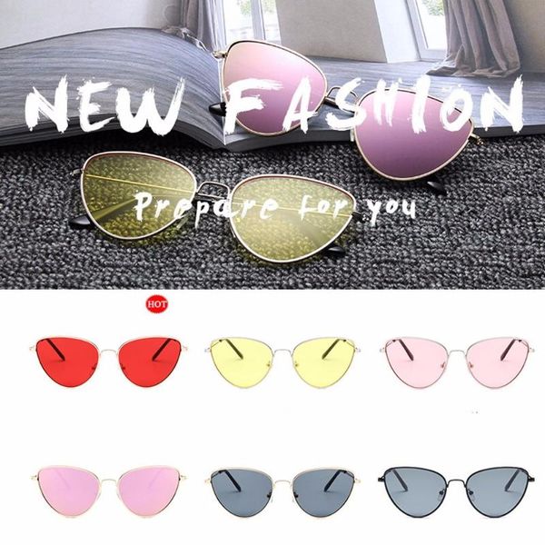 

1pc trend new cat eye metal sunglasses retro glasses for men and women fashion cateye fashion sun glasses lady eyewear sale, White;black