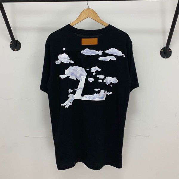 

20ss классический логотип облака печатных тройник высокого класса свободного покроя твердые футболка летом с коротким рукавом хай-стрит мужч, White;black