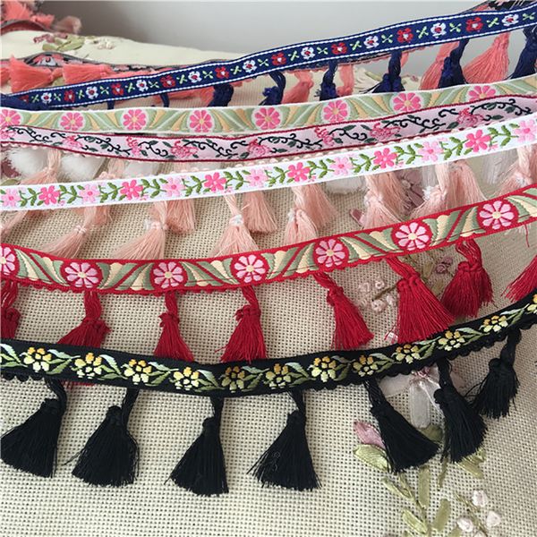 

lychee life tassel african lace trim pompom lace trims lacework diy sewing material for dress decoration, Pink;blue