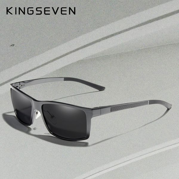 

kingseven brand design aluminum polarized sunglasses man driving shades gray square sun glasses for men male oculos y19052004, White;black