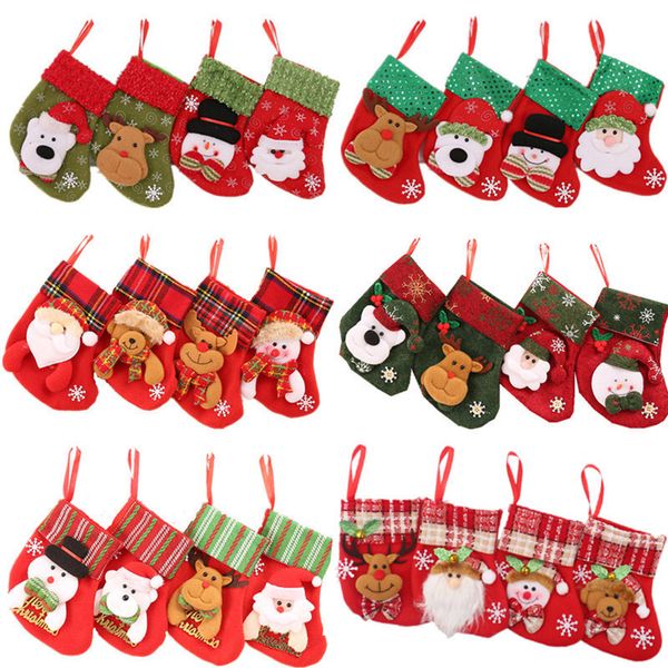

24 styles christmas stocking mini sock santa claus candy gift bag xmas tree hanging pendant drop ornaments decorations for home