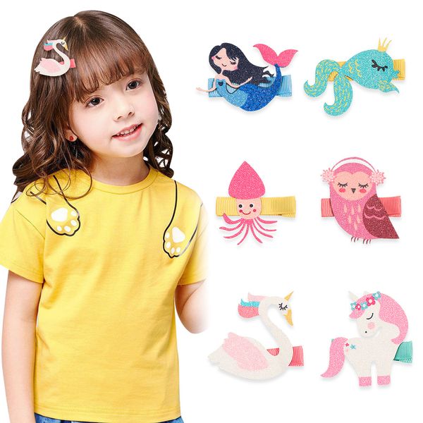 Ins Cute Mermaid Girls Hair Clips Accessori principessa Baby BB Clip Swan kids Barrettes M1638