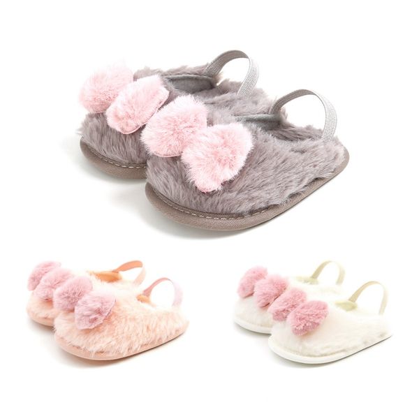

toddler infant baby first walkers solid flock soft casual shoes toddler girl crib shoes with cute bow 0-18m