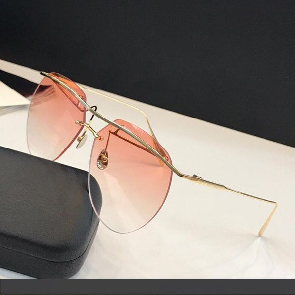 

модные дизайнерские солнцезащитные очки 0155 бескаркасные высококачественные роскошные очки для мужчин и женщин высокое качество анти-uv400, White;black