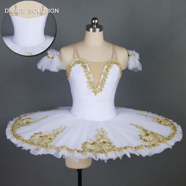 

white and gold pre-professional ballet dance tutu costumes girls & women ballerina dress pancake tutus costume bll013-1, Black;red