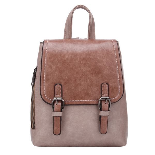 

college style retro leather backpack female 2019 new middle school student bag wild stereotypes travel backpack