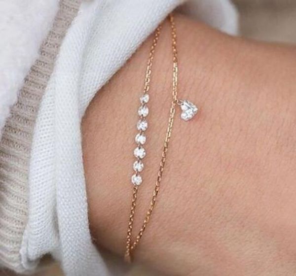 

trendy double layer heart shaped crystal bracelet women's magic imitation bracelet women jewelry gift girl mujer pulseras, Black