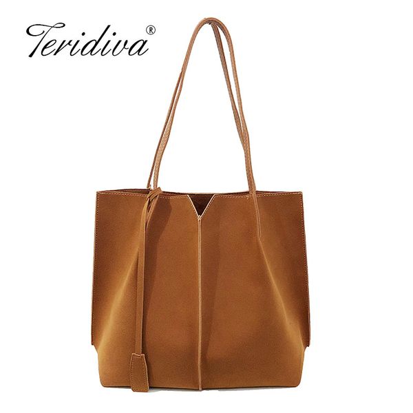 

women suede leather shoulder bag female leisure nubuck tote bags women's shopping bags large capacity handbags