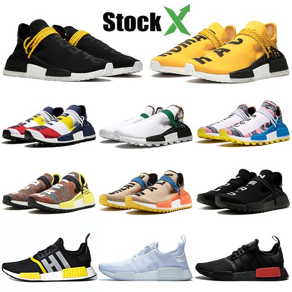 

stock x designer brand nmd r1 men women running shoes human race black yellow lace pale nude aero blue sports