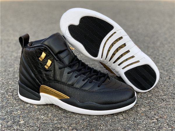 

wmns 12 xii midnight black mens basketball sneakers black metallic gold 12s outdoor sports shoes size eu36-47