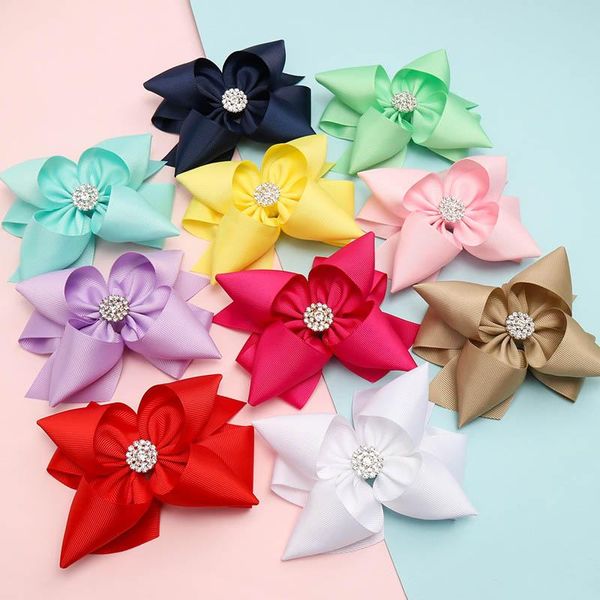 Hot Sale 5inch Diy Hair Bows Girls Hair Clips Crystal Kids