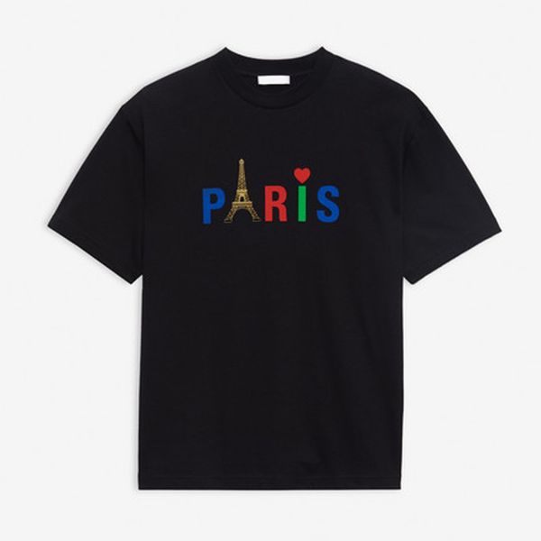 

20ss paris eiffel tower printed t-shirt fashion solid short sleeves designer summer casual loose tee hip hop street men women tshirt, White;black