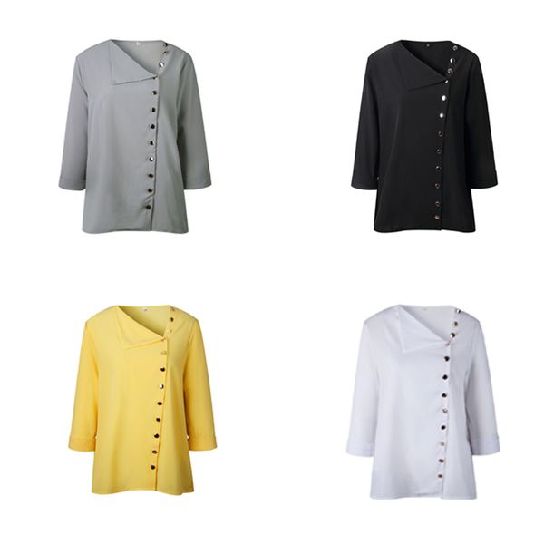 

maternity pregnant fashion 6 color button irregular oblique collar long sleeved blouse t shirt oblique collar slim type 24, White