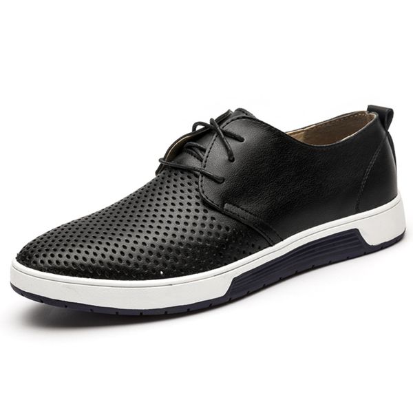 

men's shoes casual shoes fashion soft leather oxford classic comfortable men flats 2019 autumn brand male outdoor sneakers, Black