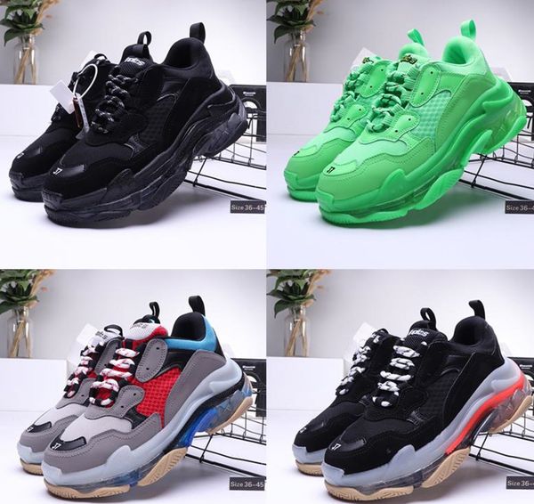 

designer casual shoes triple s clear bubble midsole triple black green men women casual shoes platform sports sneakers trainers size 36-45
