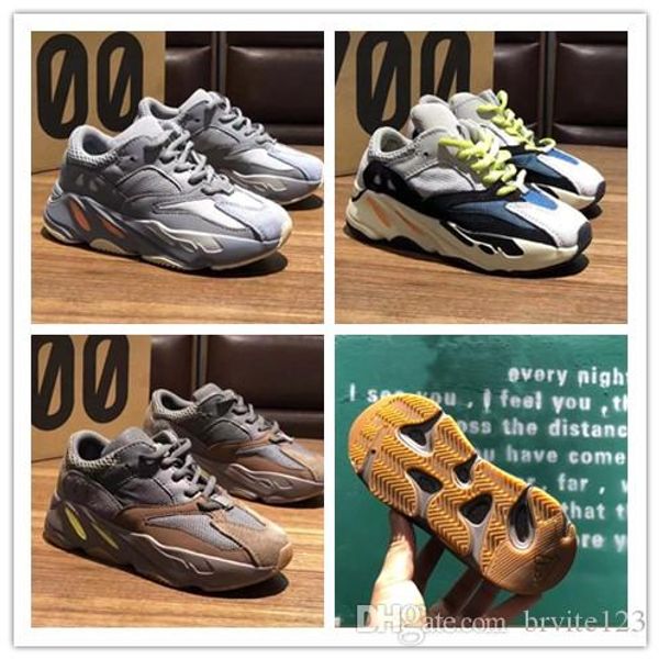 

2020 designer wave runner solid grey inertia mauve baby outdoor shoes kanye west kid 700 running shoes children sneakers size 28-35, Black