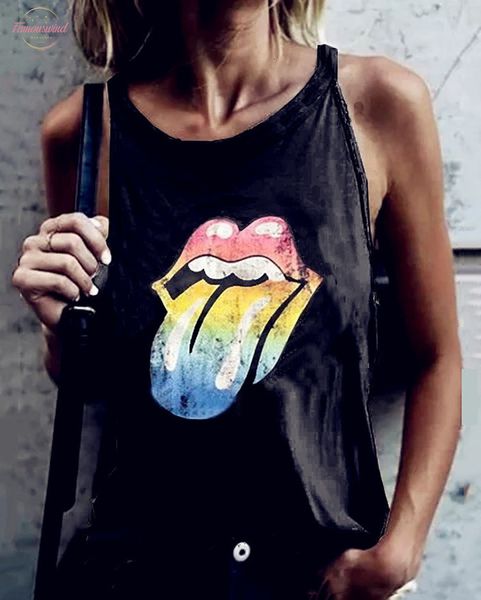 

2020 summer women plus tees cotton femme lips tongue t shirts elegant ruffles loose beboho shirt, White