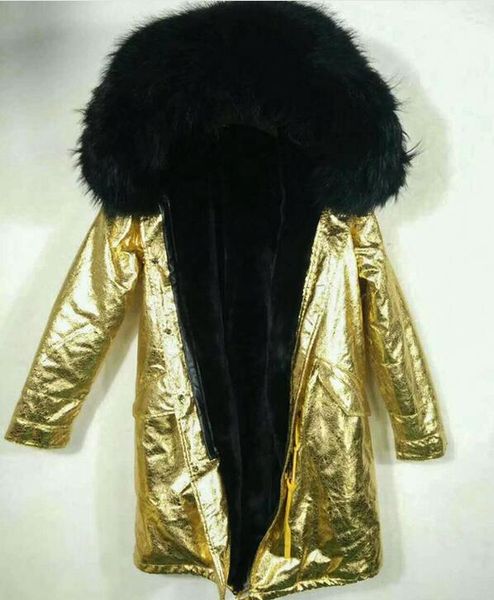 

meifeng brand snow jackets for sale black raccoon fur trim hoody warm coats black artificial fur lining bright gold long parkas