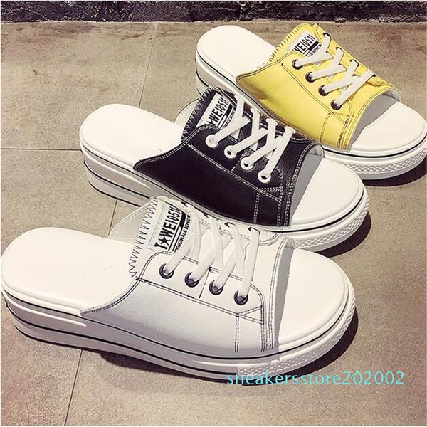 

2020 summer women 5cm wedge slippers fashion lace-up open toed platform woman slides sweet cute girl outdoor beach casual shoes s02, Black