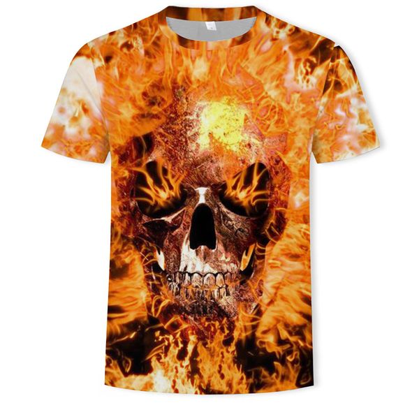 

mens designer flame skull digital printing short sleeve t-shirt, White;black