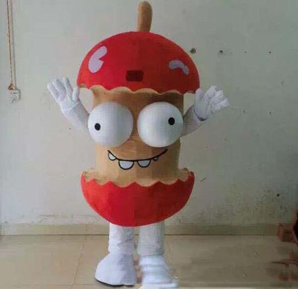 

2019 factory garbage rubbish trash eaten apple mascot costume for adults for sale, Red;yellow