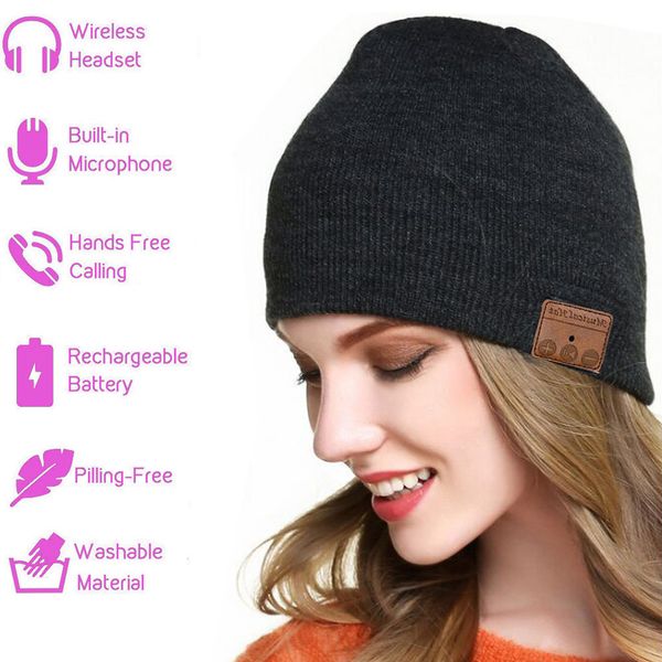 

2019 wireless bluetooth headphone headset earphone smart music hat warm beanies winter hat with speaker mic christmas gift