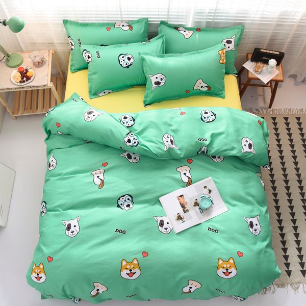 

cartoon dog style bedding set bed linen king  full single size quilt cover flat sheet pillow cases no quilt