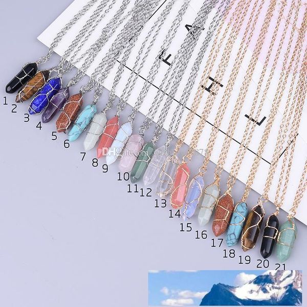 

natural for stone quartz necklaces crystal bullet healing silver and gold pendant gun steel bulk jewelry women men fashion stainless ch lpcx