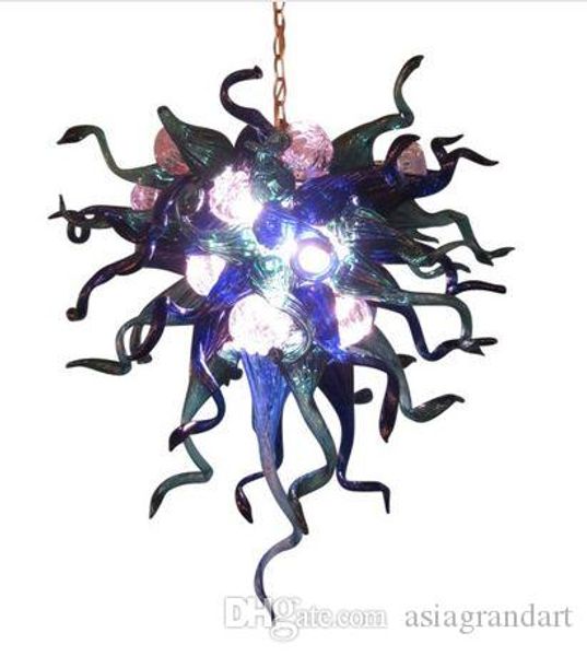 

100% hand blown modern art glass chandelier long chain led light source ac 110v 240v chihuly style chandelier for living room decor