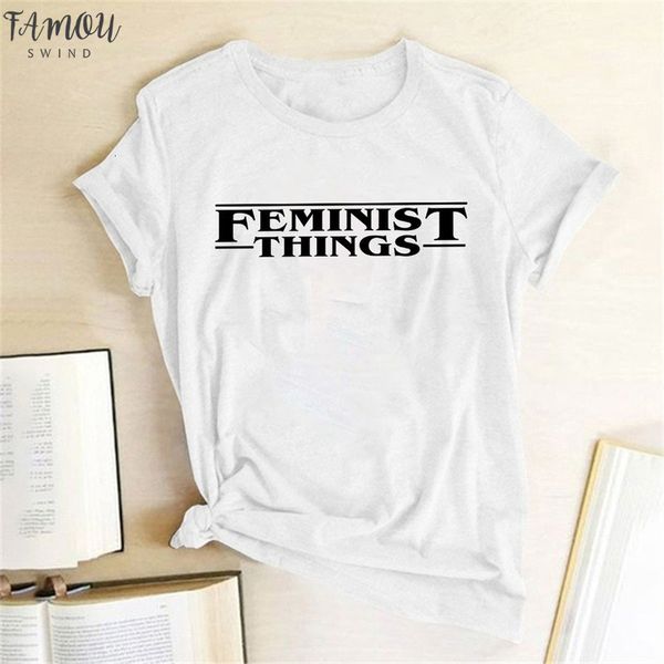

feminist things pinting women t shirt feminist feminism round neck summer tees t shirt camisetas mujer 2020 hipster women, White