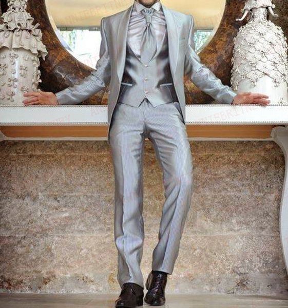 

anniebritney fashion silver satin men suit set prom dinner party wedding tuxedos slim fit groom suits custom shiny blazer pants, White;black