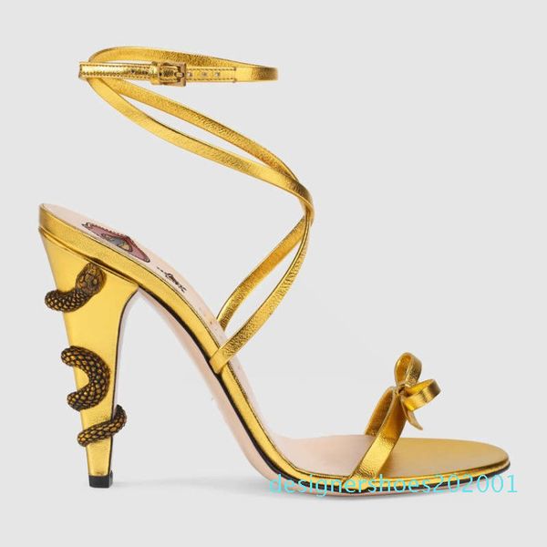 

2019 new fashion brand designer women sandals lace snake stiletto heels gold black green large size wedding shoes d1