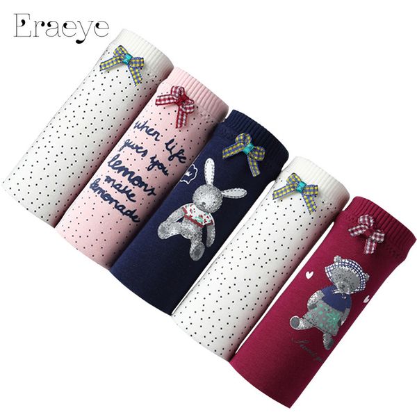 

eraeye 5 pieces summer women cotton brief soft underwear breathable lingerie cute briefs girl's underwear panties 2904, Black;pink