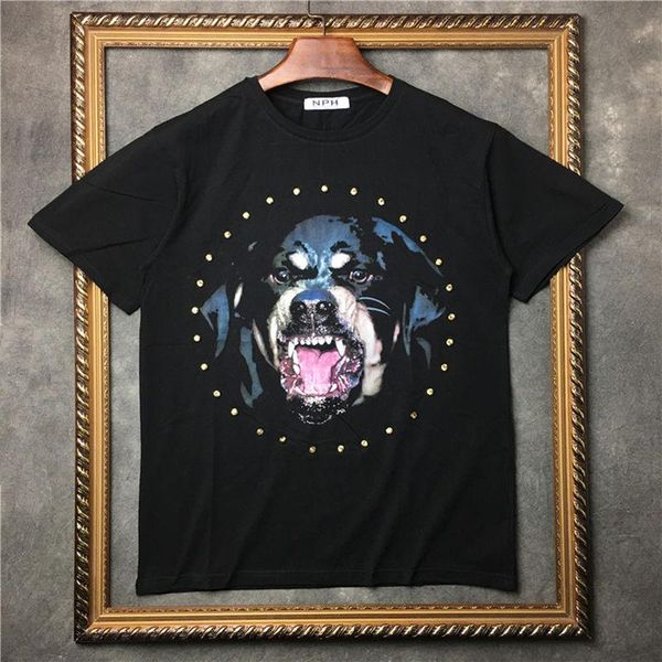 

luxury mens designer t shirt men women cotton animal printing summer t shirt hip hop short sleeve, White;black