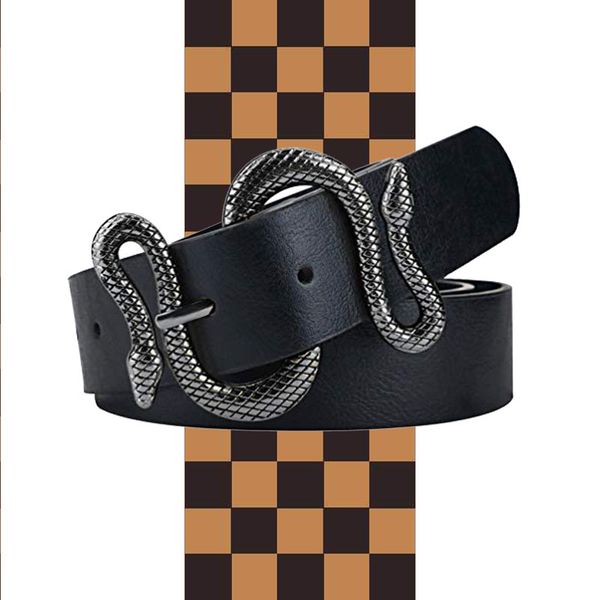 

d esigner belt mens womens original genuine leather belt womens classical snake buckle plaid flower l uxury belts big buckle, Black;brown