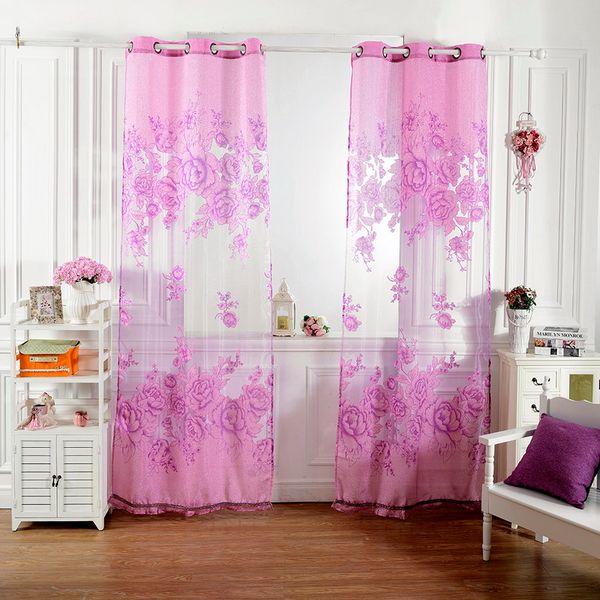 

100x250cm пион печать окна шторы тюль ткани гардина для гостиной semi-затемнение шторы пряжа спальня