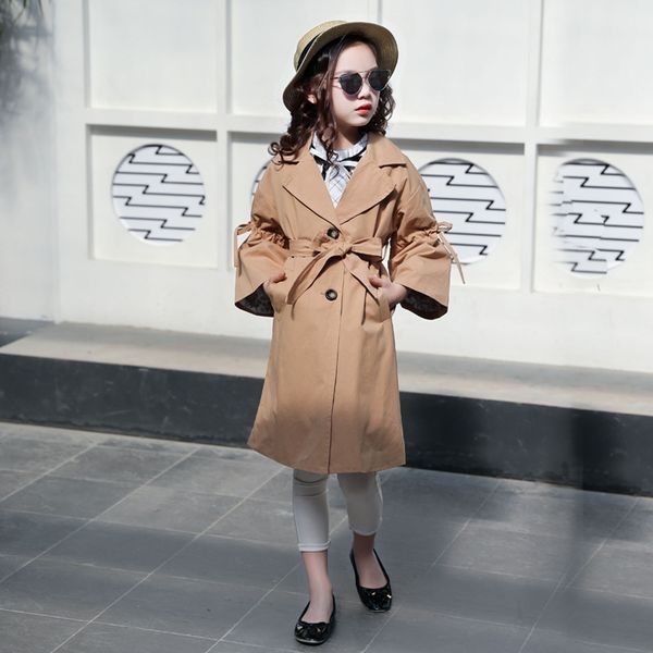 

girls windbreaker autumn new children outerwear kids jacket khaki outerwear for 4 6 8 10 12 years girls overcoat, Blue;gray