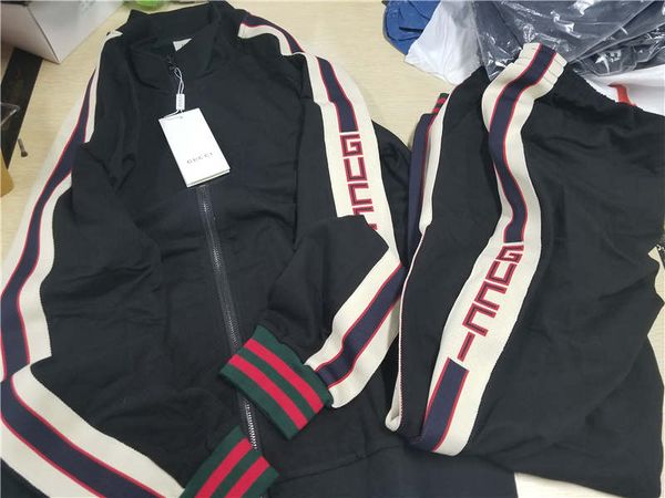 

mens tracksuirt joggers designer style mens tracksuit jackets and pants sport sweatshirt casual autumn men zipper jacket and long pants, Gray