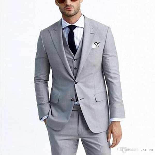 

2019 new groom tuxedos grey men suits for wedding business suit peaked lapel 3 piece jacket pants vest man blazer groomsmen wear, Black;gray