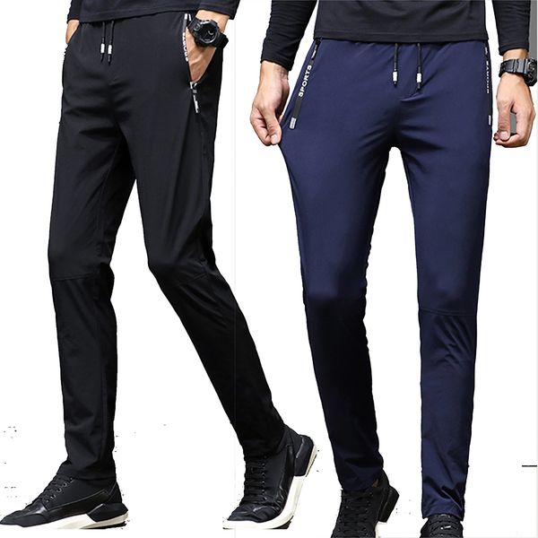 

men sports pants trousers jogging autumn fashion joggers sweatpants tracksuit casual long pants with zipper pockets plus size 38, Black
