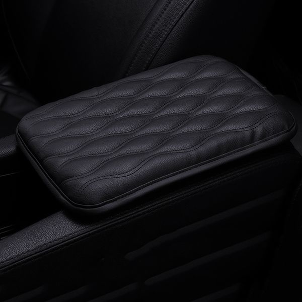 

universal black leather car armrest box mat waterproof dustproof center cushion