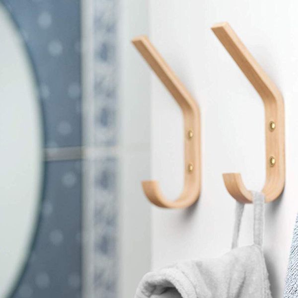 

2 pcs wood coat hook wall mounted vintage single hook hat rack towel hanger wood wall hooks organizer decorative heavy duty